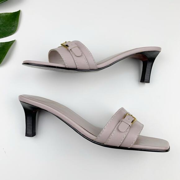 The Look Randolph Duke Sandals Slip On Pink Leather Kitten Heels Women's 6.5 - Picture 7 of 12